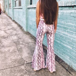 Pink Snakeskin Bell Bottoms